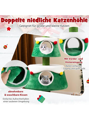 COSTWAY 153 cm Kratzbaum für Weihnachten Katzenbaum in Grün