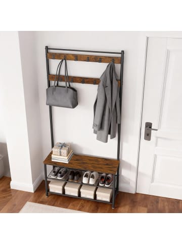 VASAGLE Garderobenständer Dacey in Braun-Schwarz - (B)85 x (H)177 x (T)32 cm