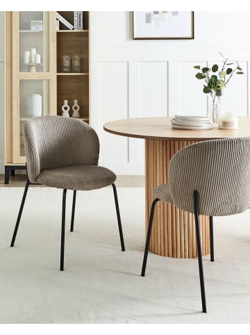 Beliani 2er-Set Esszimmerstuhl MILES in Beige/Schwarz