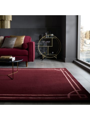 KADIMA DESIGN Teppich Kurzflor im Art-Déco-Stil, Klassische Bordüre, Wohnzimmer in Rot