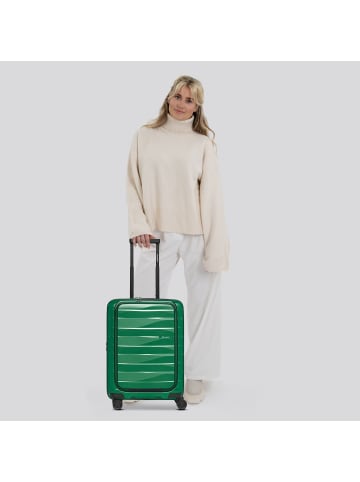 Bergpfeil Travel 4 Rollen Kabinentrolley 55 cm Laptopfach mit Dehnfalte in emerald green metallic