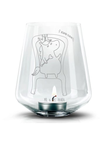 Mr. & Mrs. Panda Gravur Teelicht Einhorn Prinzessin ohne Spruch in Transparent