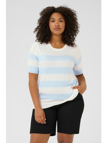 KAFFE curve Strickpullover KClizzy Regular fit in Chalk/Light Blue Wide Stripe