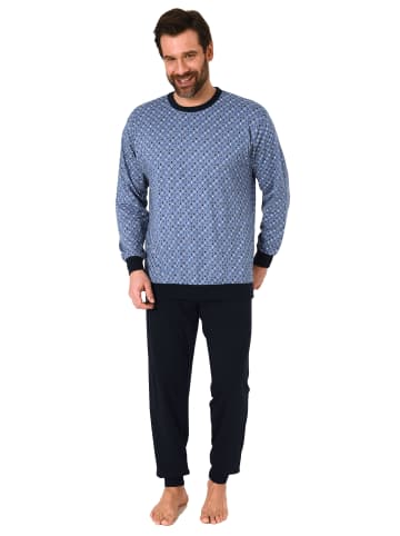 NORMANN Schlafanzug langarm Bündchen - 66068 in blau
