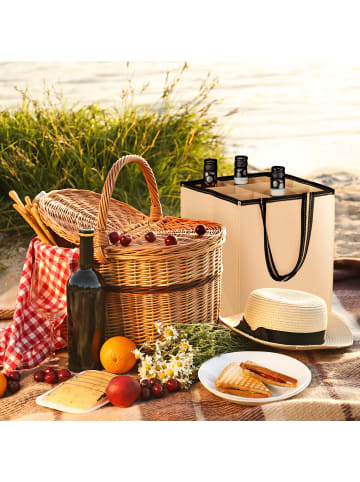 relaxdays 6 x Flaschentasche in Beige