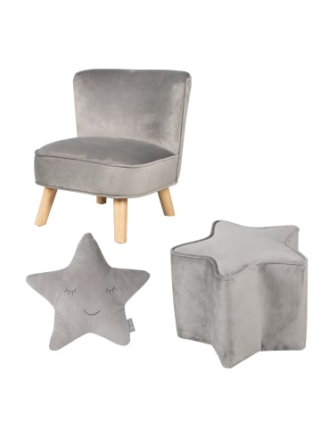 roba Lil Sofa' Set mit Sessel, Sternhocker & Kissen Silbergrau
