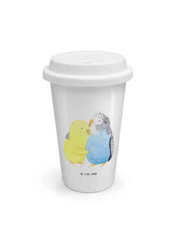 Mr. & Mrs. Panda Kaffeebecher To Go Wellensittich Liebe ohne Spruch in Weiß