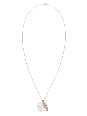 Elli Halskette 925 Rosegold Feder, Bi Color_Tri Color, Ornament, Traumfänger in Silber