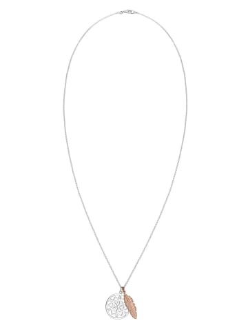 Elli Halskette 925 Sterling Silber Feder, Bi Color_Tri Color, Ornament, Traumfänger in Silber