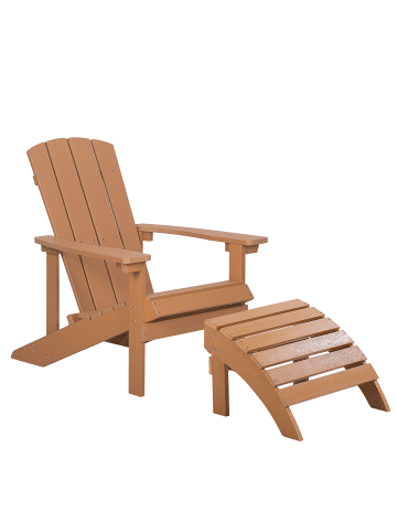 Beliani 2-tlg Gartenstuhl ADIRONDACK in Braun