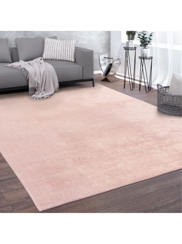 KADIMA DESIGN Teppich Kurzflor waschbar Unifarben Wohnzimmer in Hellrosa