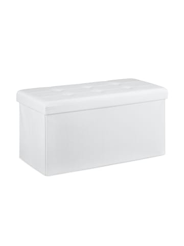 relaxdays Faltbare Sitzbank in Weiß - (B)76 x (H)38 x (T)38 cm