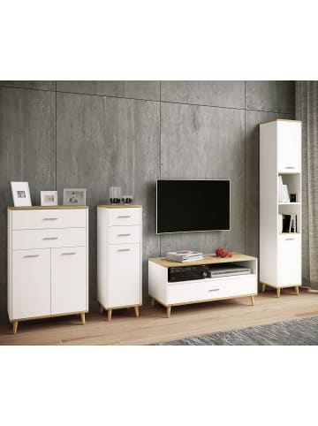 VCM  Holz Kommode Sideboard Anrichte Lindas in Weiß / Honig-Eiche