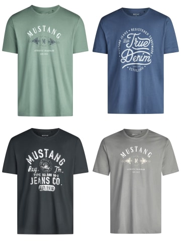 Mustang T-Shirt 4er Pack Mustang Herren T-Shirt in Mehrfarbig