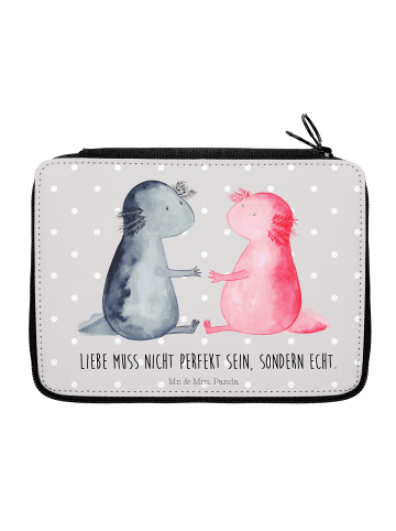 Mr. & Mrs. Panda Federmappe Axolotl Liebe mit Spruch in Grau Pastell