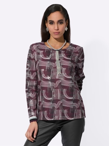 creation L Shirt in burgund-ecru-gemustert