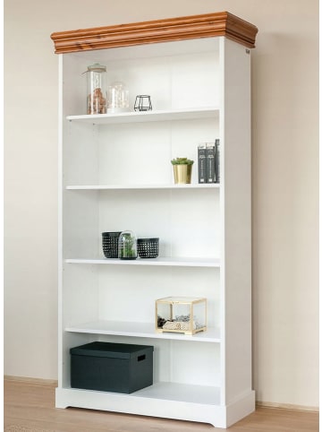 Feldmann-Wohnen Bücherregal Toskania Kiefer weiß (RAL 9003) / Natur gebeizt 96 / 37 / 194cm