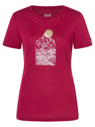 super.natural Merino T-Shirt PREIKESTOLEN CLIFFS in rot
