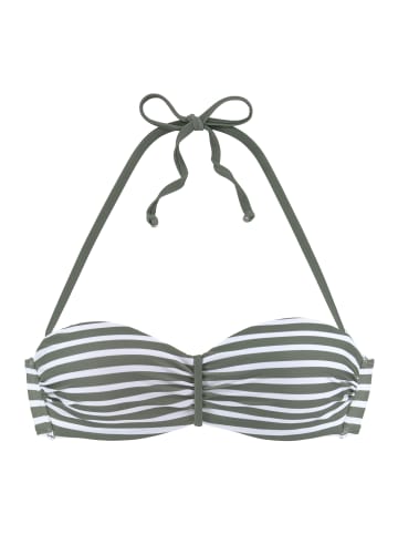 Venice Beach Bandeau-Bikini-Top in oliv gestreift