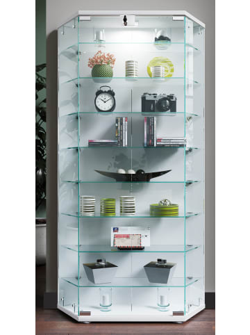 VCM  Holz Glas Stand Vitrine Regal Cenila XL in Weiß