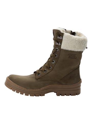 Camel Active Stiefel aus Nubukleder mit warmem Wollfutter in Khaki