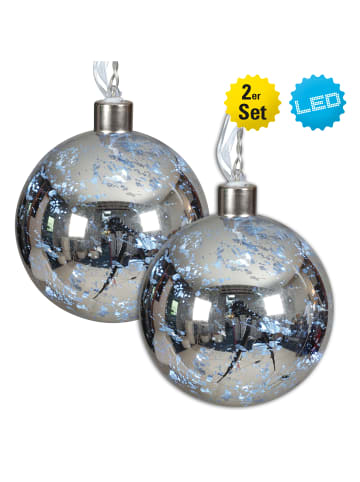 näve LED-Kugel 2er-Set "Christmas Globe" in Silber