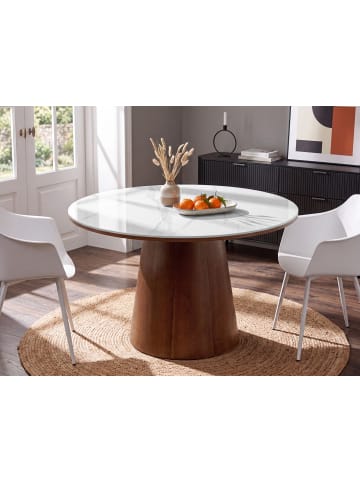 Beliani Esszimmertisch WYLIE in Weiß/Braun - (W) 120 x (H) 76 x (L) 120 cm