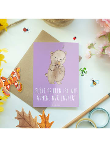 Mr. & Mrs. Panda Grußkarte Flöte Atem mit Spruch in Lavendeltraum