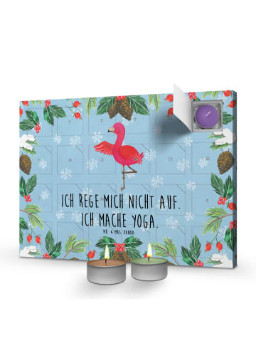 Mr. & Mrs. Panda Adventskalender Flamingo Yoga mit Spruch in Eisblau