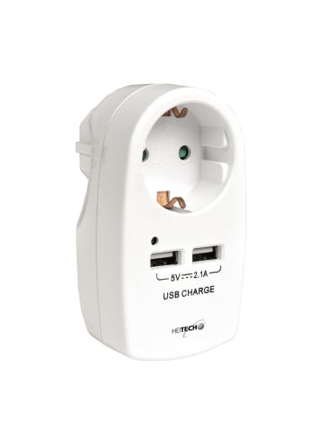 COFI 1453 Heitech Steckdose Steckdosenadapter mit 2 USB-Ports in Weiß