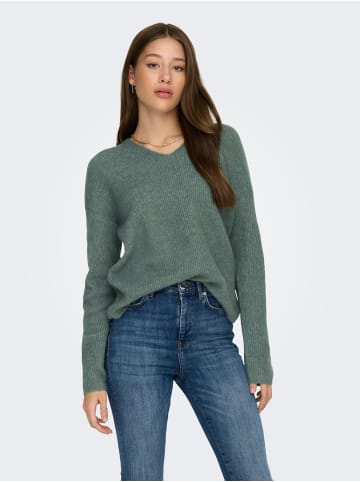 ONLY Warmer Strickpullover Stretch V-Ausschnitt Sweater ONLCAMILLA in Grün-2