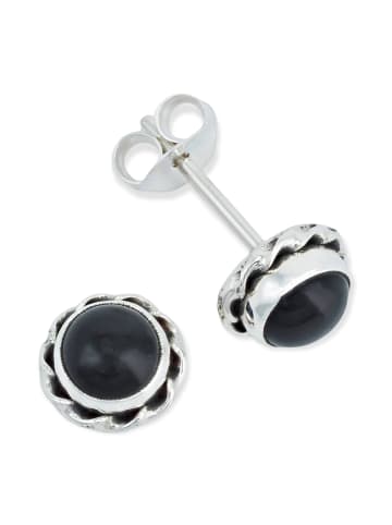 mantraroma 925er Silber - Ohrstecker (L) 7 x (B) 7 mm mit Onyx