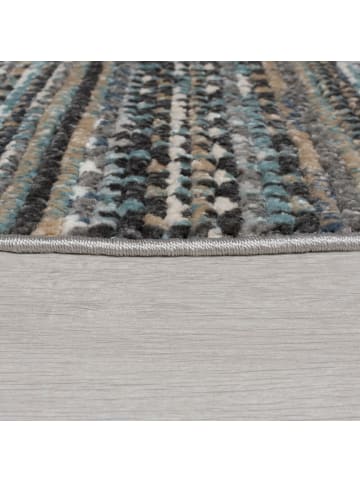 KADIMA DESIGN Geometrischer Wohnzimmer-Teppich in Naturfarben in Blau