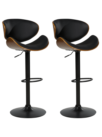 Beliani Drehhocker ROTTERDAM II in Schwarz/Braun - (W) 52 x (H) 93 x (L) 45 cm