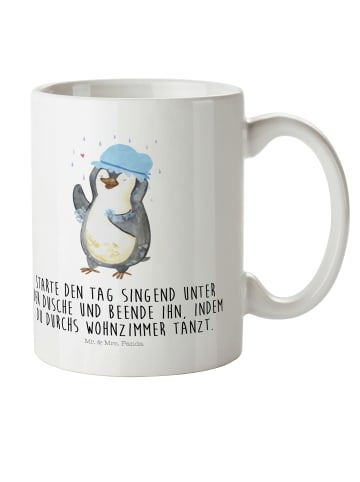 Mr. & Mrs. Panda Kindertasse Pinguin Duschen mit Spruch in Weiß