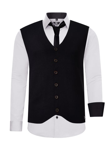 Rusty Neal Hemd mit Weste und Krawatte 3er Set in Hell Grau