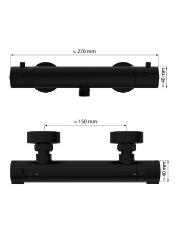 Eisl CLAUDIO Thermostat Duscharmatur, Schwarz matt