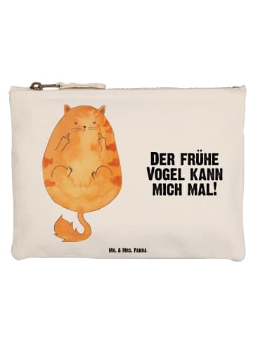 Mr. & Mrs. Panda Kulturbeutel Katze Frühaufsteher mit Spruch in Weiß