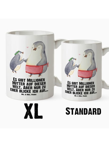 Mr. & Mrs. Panda steingut tasse Pinguin mit Kind mit Spruch in Weiß
