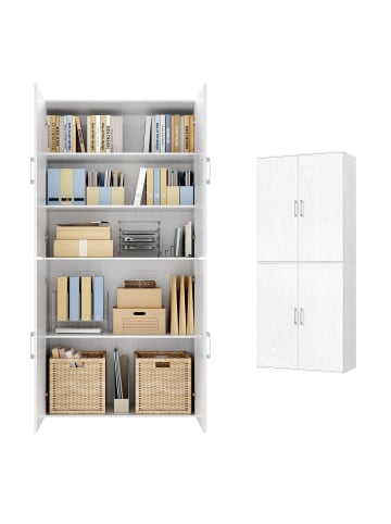 VASAGLE Aktenschrank Custos-old in Schneeweiss - (B)80 x (H)180 x (T)40 cm