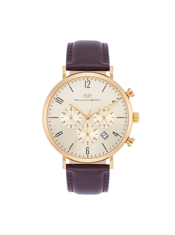 Rhodenwald & Söhne Herren Chronograph gelbgold Echtleder braun in braun