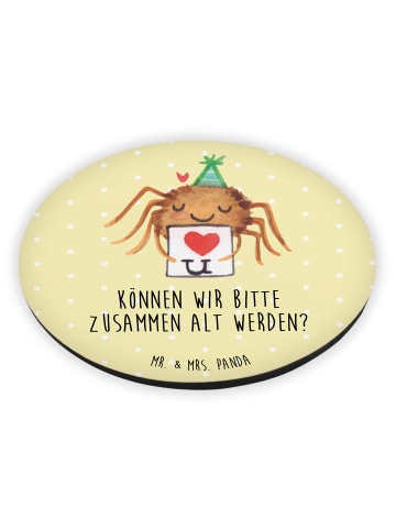 Mr. & Mrs. Panda Kühlschrankmagnet Spinne Agathe Brief mit Spruch in Gelb Pastell