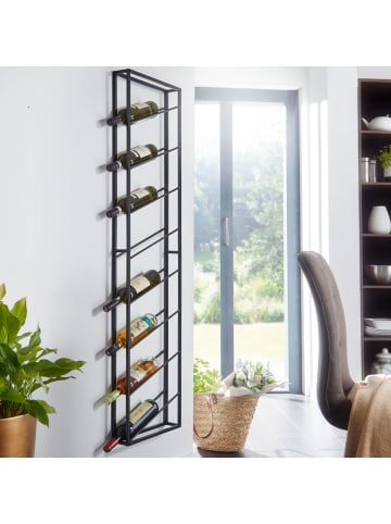 KADIMA DESIGN Weinregal Wand Metall 36x150x8 cm Groß für 8 Flaschen in Schwarz