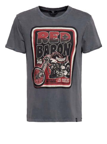 King Kerosin King Kerosin Acidwash T-Shirt Red Baron Speedshop in stahlgrau