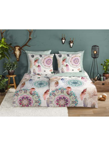 Traumschloss Comfort Flanell Bettwäsche - Namee - Mandalas und Federn, pastellfarben in weiß