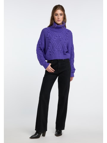 IZIA Damen Strick Rollkragenpullover in Lila