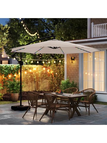 COSTWAY 300cm Sonnenschirm mit Ständer & LED in Beige
