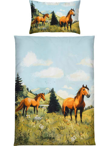 Erwin Müller Renforcé Kinder-Bettwäsche in blau-grün