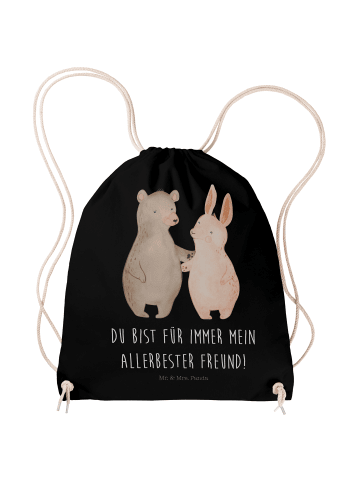 Mr. & Mrs. Panda Sportbeutel Bär und Hase Umarmen mit Spruch in Schwarz