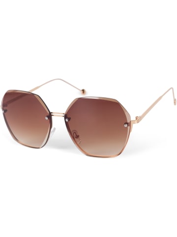 styleBREAKER Ovale Sonnenbrille in Gold / Braun Verlauf